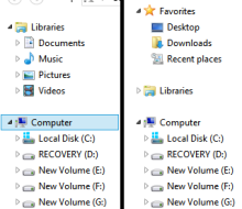 Desktop menu in Left navigation pane