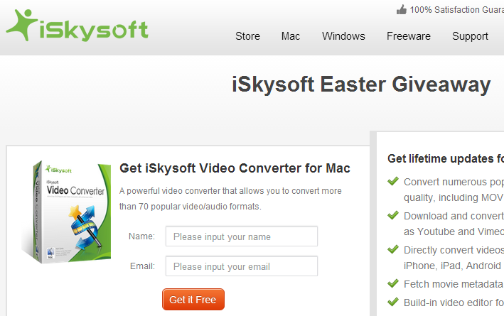 iSkysoft Giveaway page